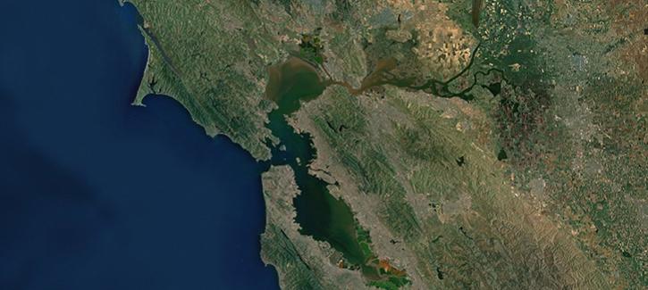 A satellite view of the Bay Area